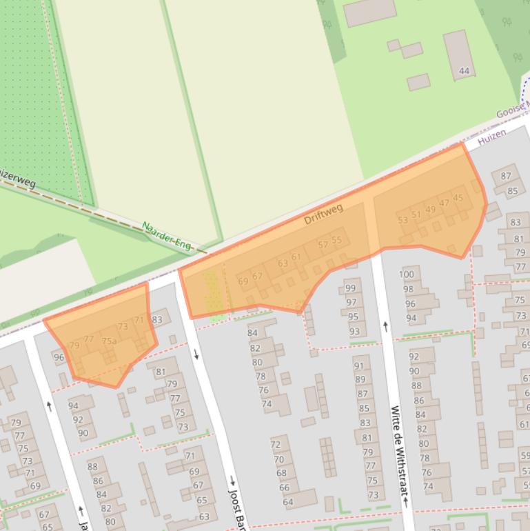 Kaart van postcodegebied 1272AA.