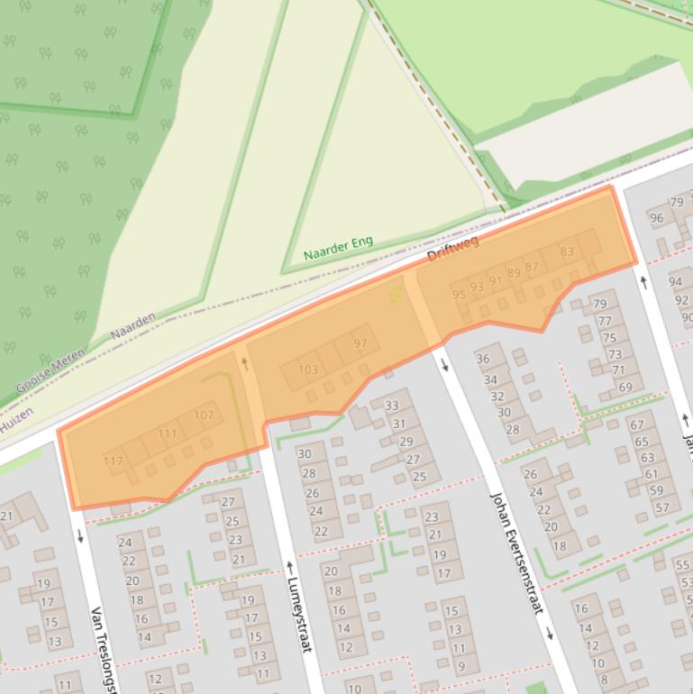 Kaart van postcodegebied 1272AB.