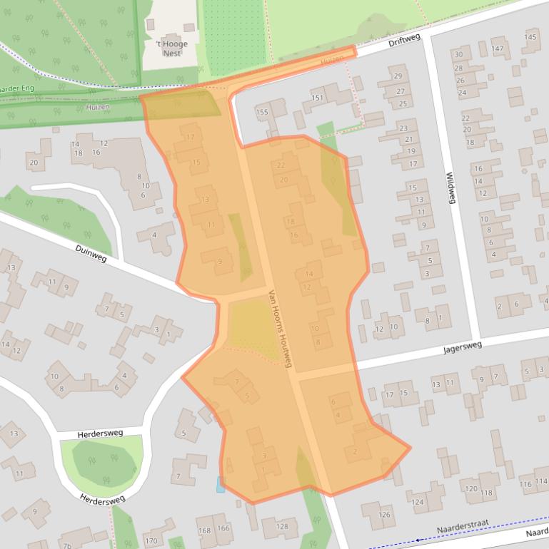 Kaart van postcodegebied 1272AH.