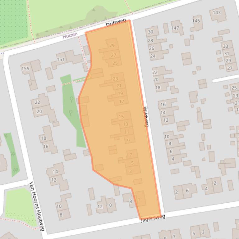 Kaart van postcodegebied 1272AJ.