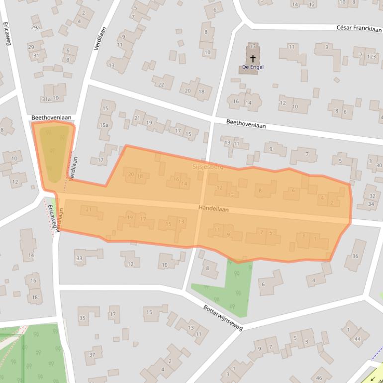 Kaart van postcodegebied 1272EE.