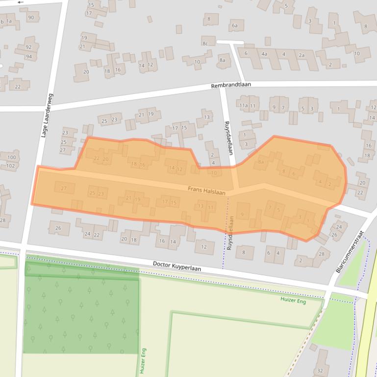 Kaart van postcodegebied 1272HN.