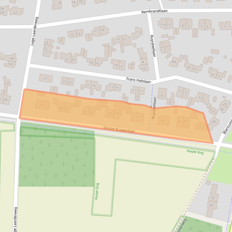 Kaart van postcodegebied 1272HR.