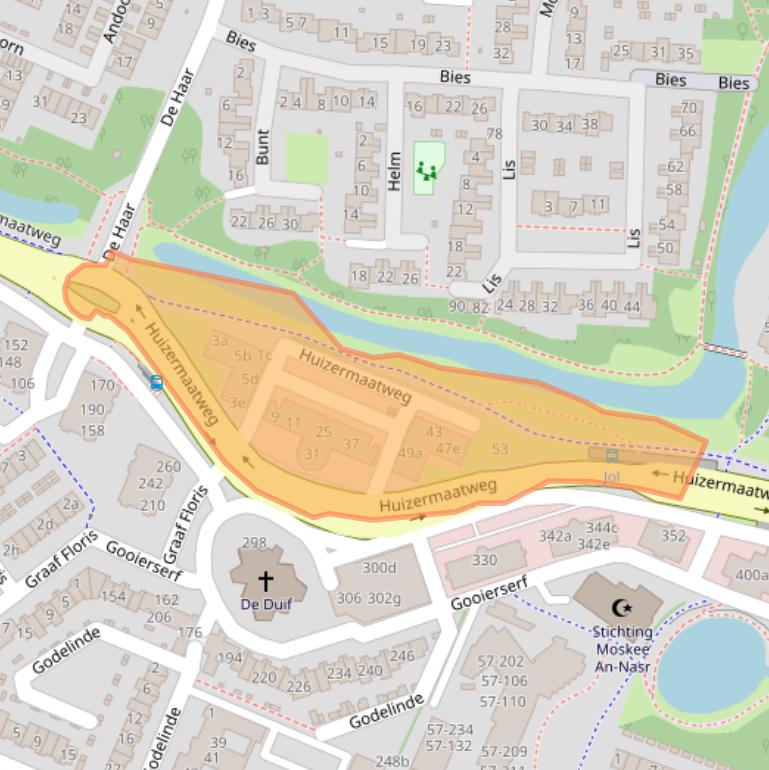 Kaart van postcodegebied 1273NA.