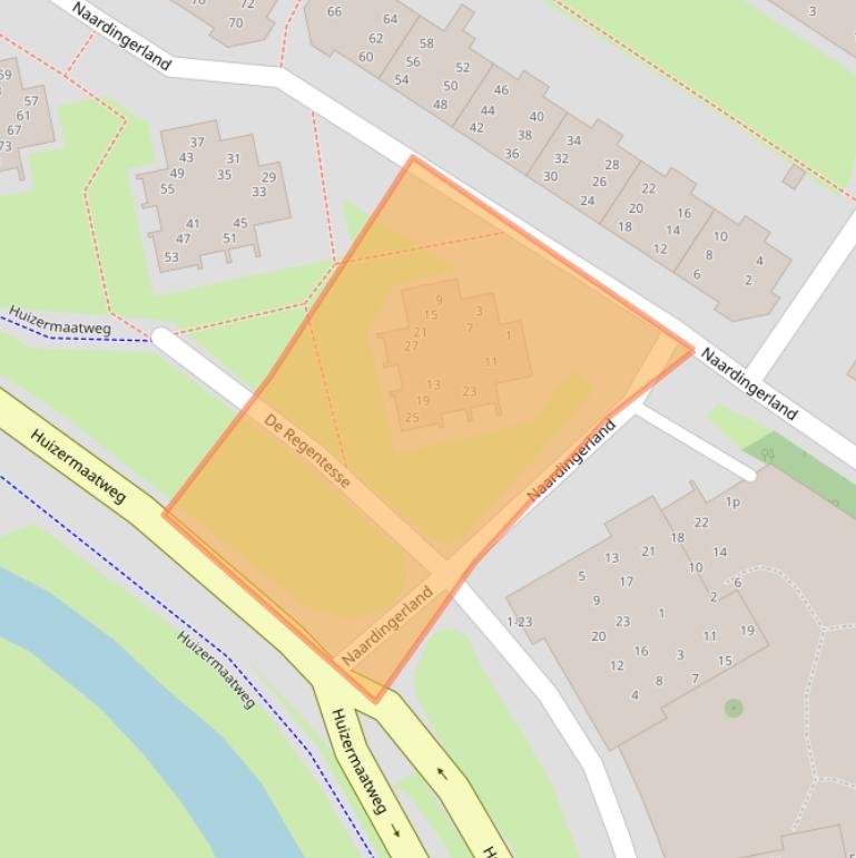 Kaart van postcodegebied 1273NE.