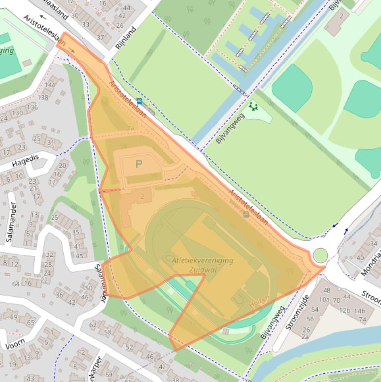 Kaart van postcodegebied 1274KZ.