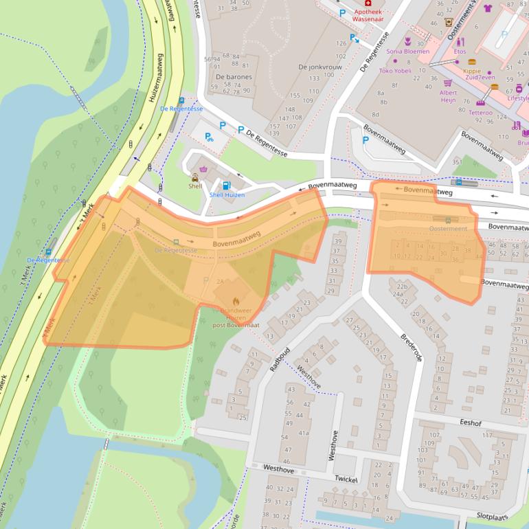Kaart van postcodegebied 1274RL.
