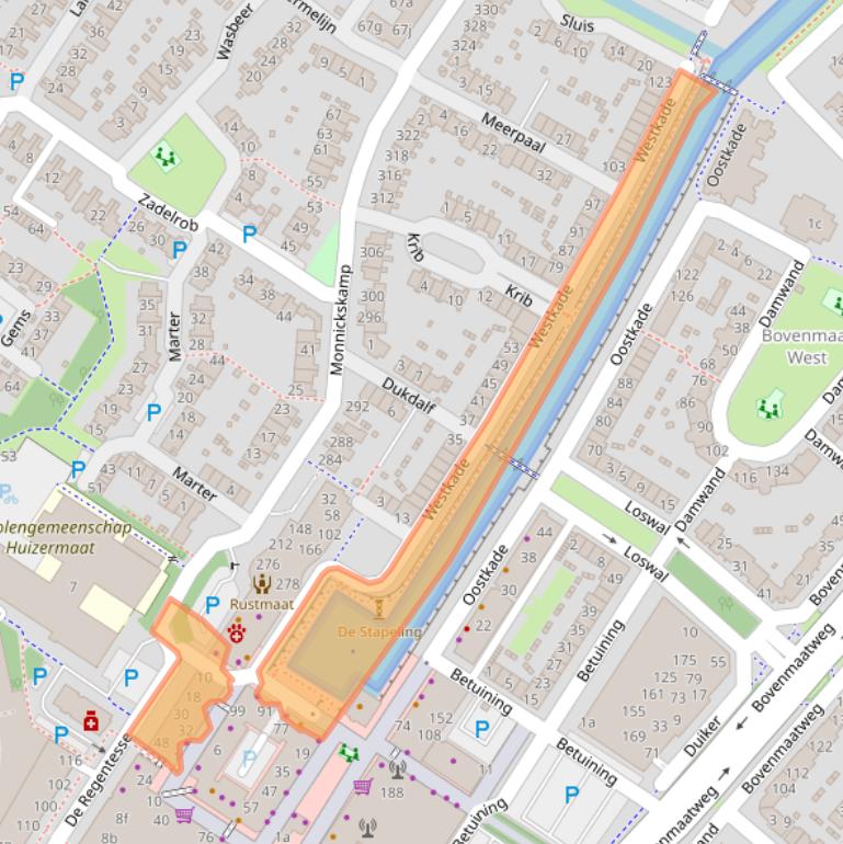 Kaart van postcodegebied 1274SC.