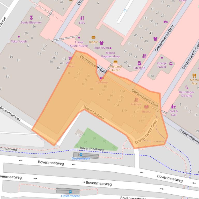 Kaart van postcodegebied 1274SW.