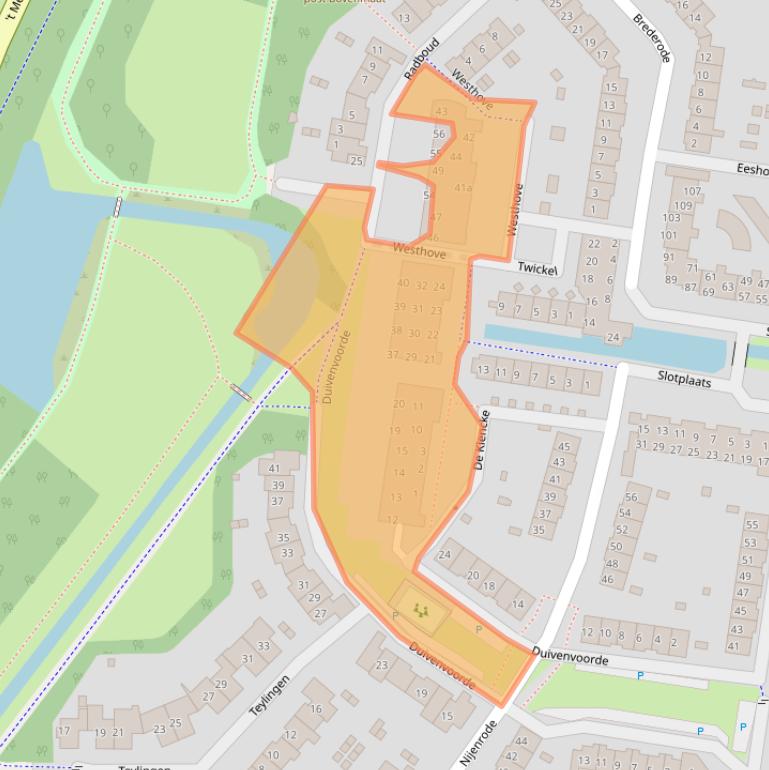 Kaart van postcodegebied 1275DD.