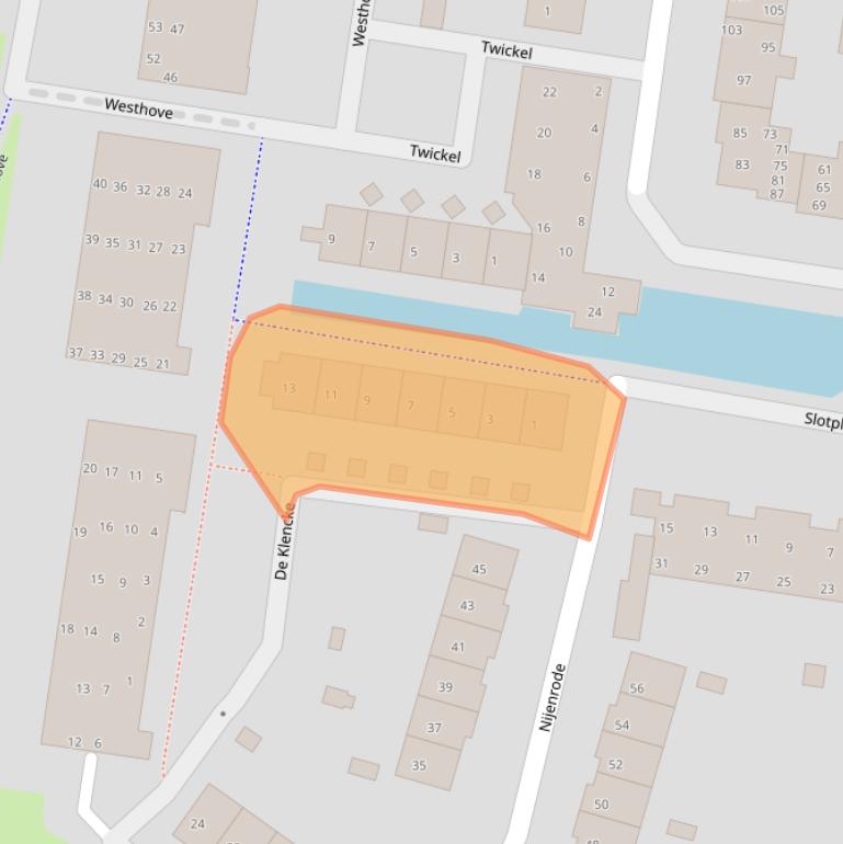 Kaart van postcodegebied 1275DG.