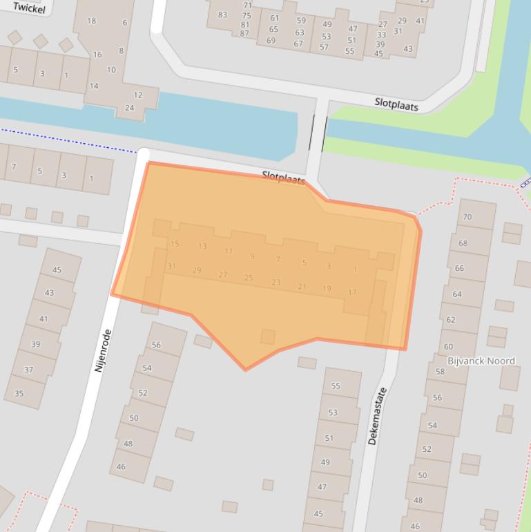 Kaart van postcodegebied 1275DH.