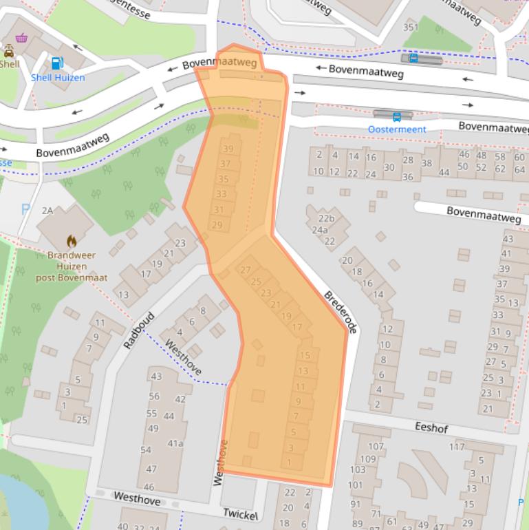 Kaart van postcodegebied 1275DL.