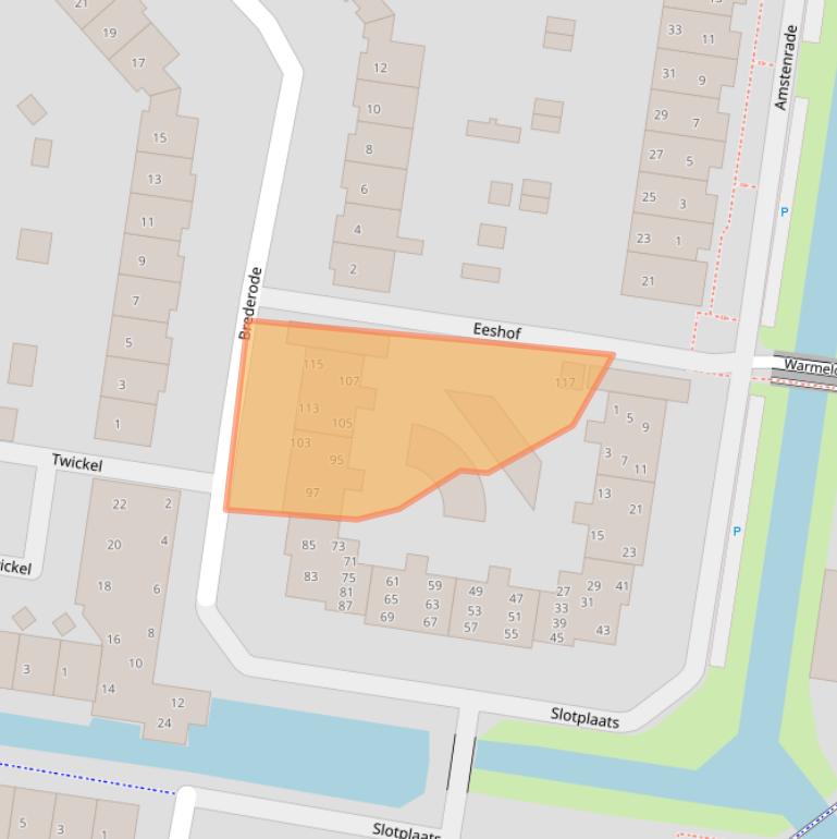 Kaart van postcodegebied 1275DR.