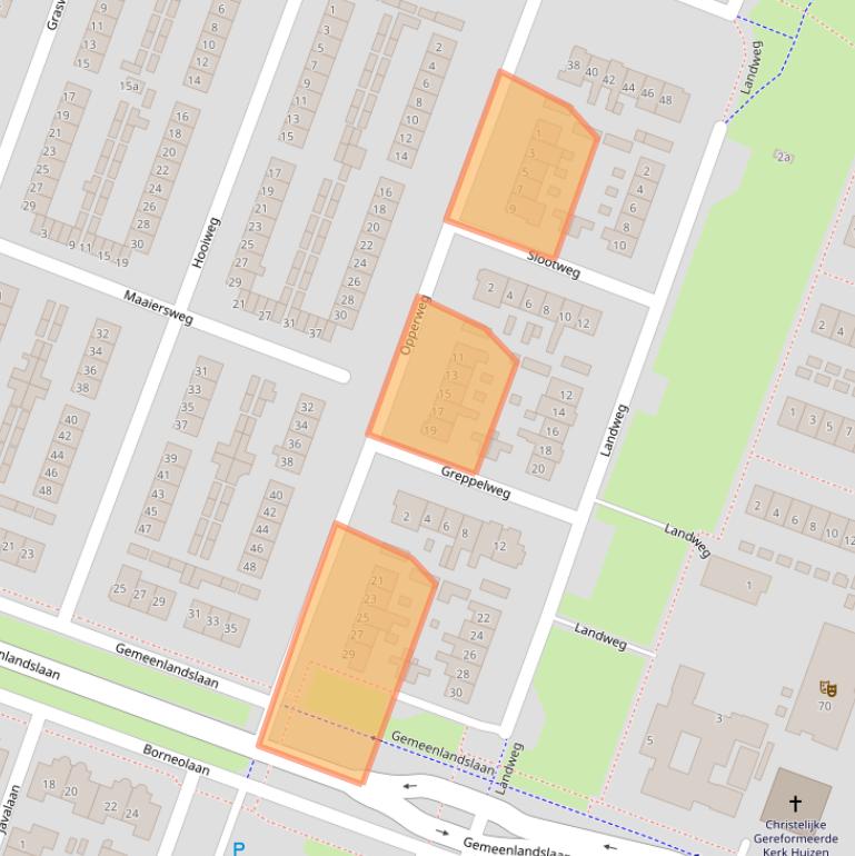 Kaart van postcodegebied 1276AM.