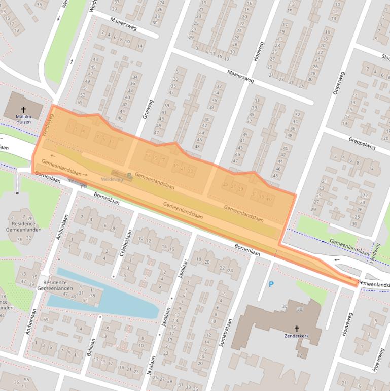 Kaart van postcodegebied 1276AT.