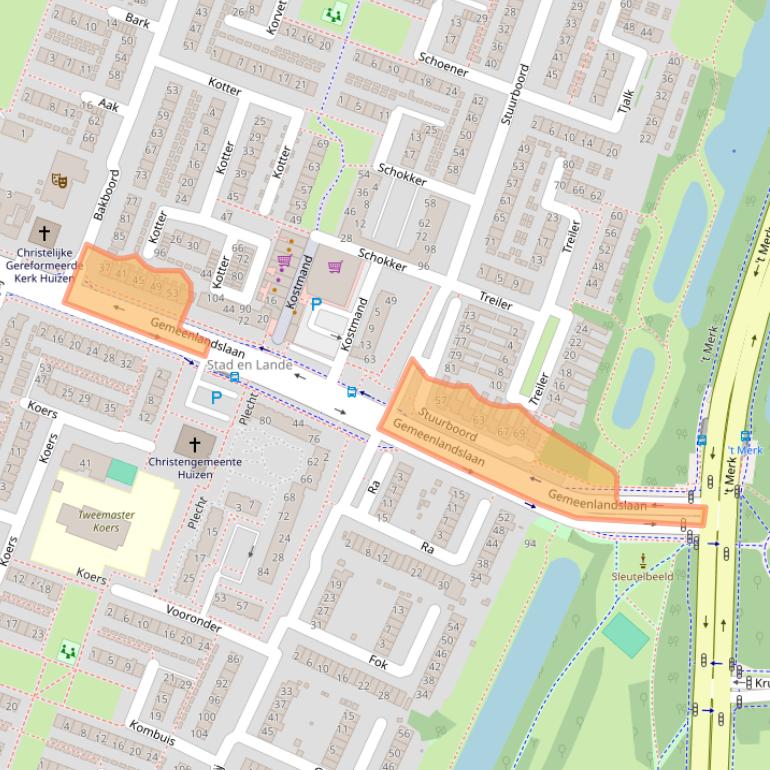 Kaart van postcodegebied 1276AV.