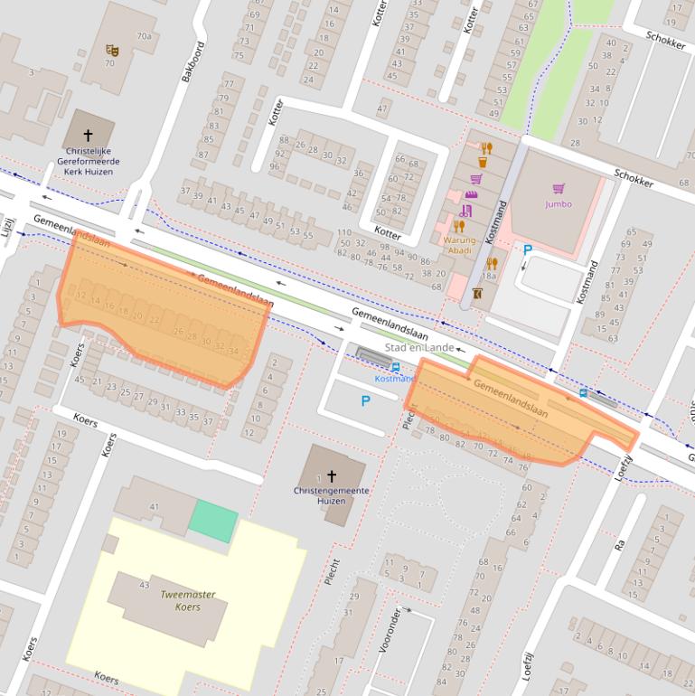 Kaart van postcodegebied 1276AX.