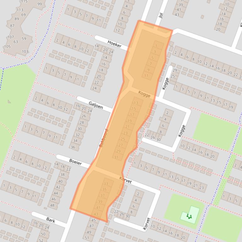 Kaart van postcodegebied 1276BH.