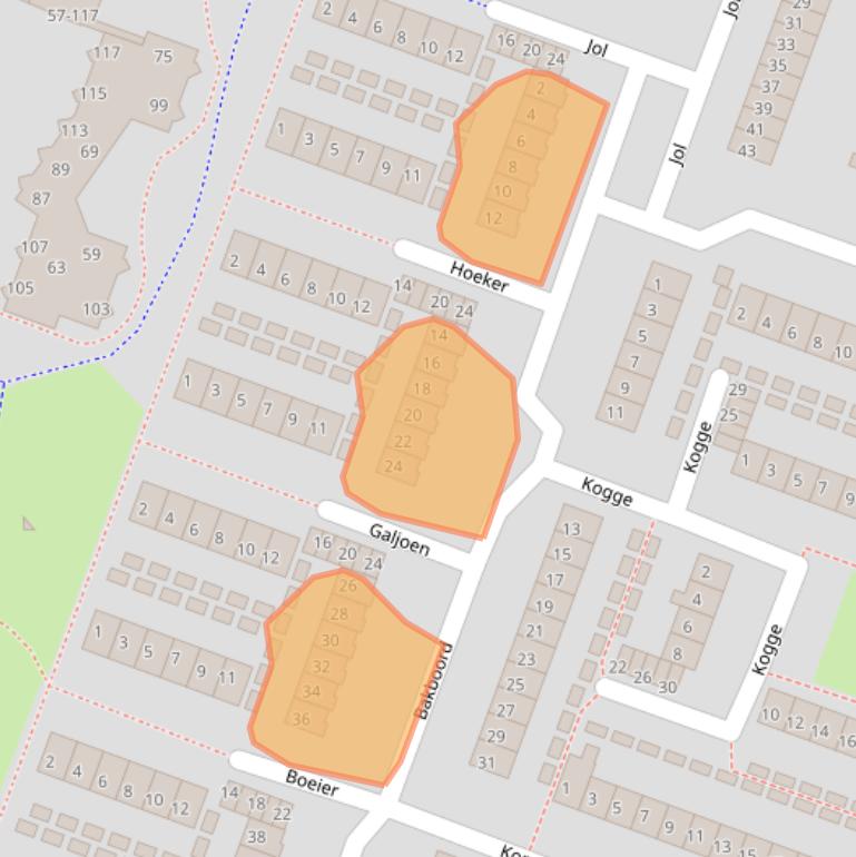 Kaart van postcodegebied 1276BK.