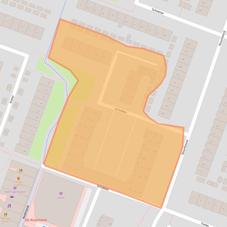 Kaart van postcodegebied 1276CM.
