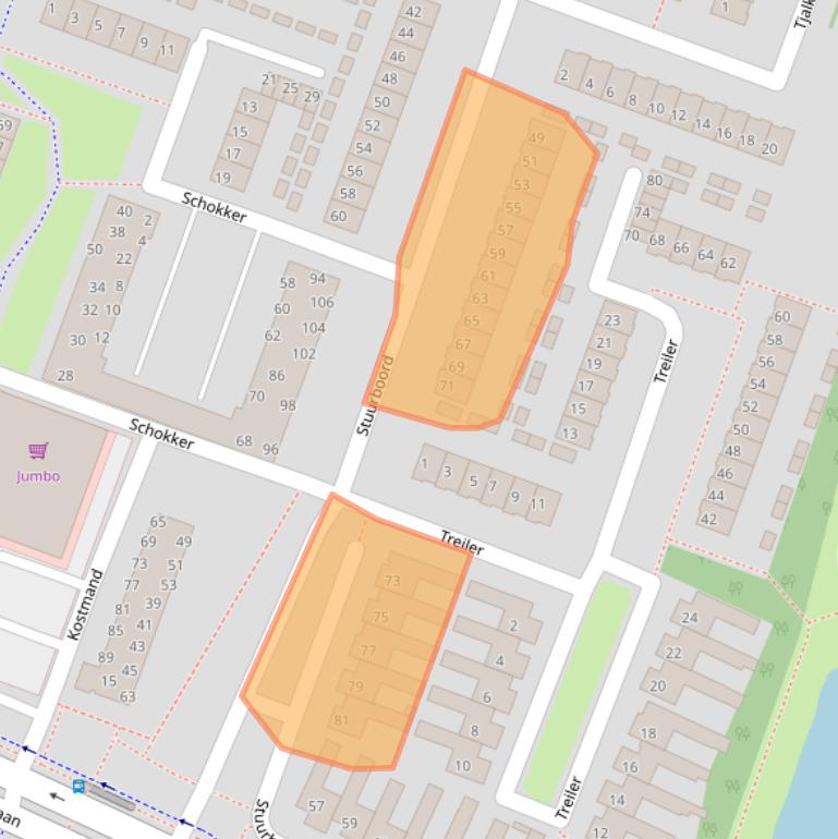 Kaart van postcodegebied 1276CP.
