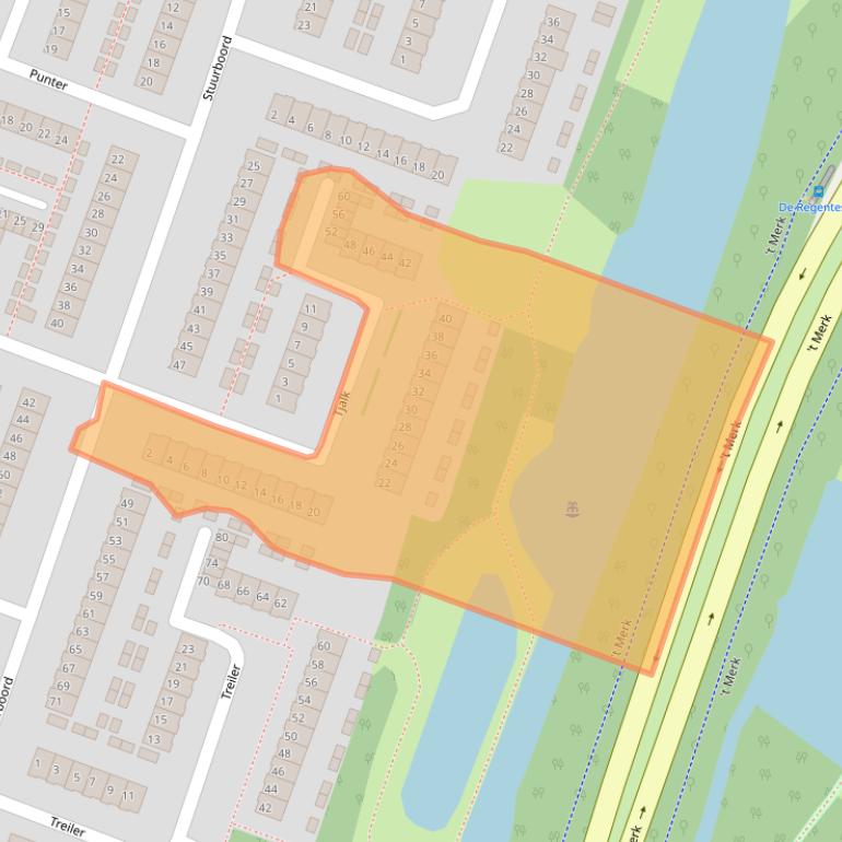 Kaart van postcodegebied 1276EB.