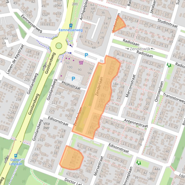 Kaart van postcodegebied 1276EL.