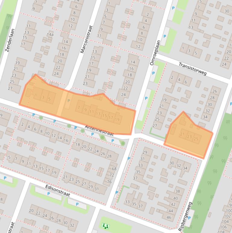 Kaart van postcodegebied 1276ER.