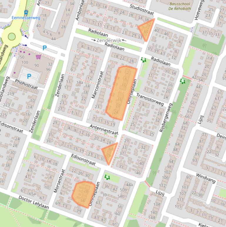 Kaart van postcodegebied 1276EW.