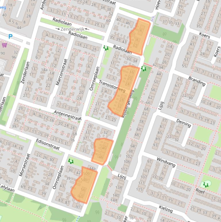 Kaart van postcodegebied 1276GA.