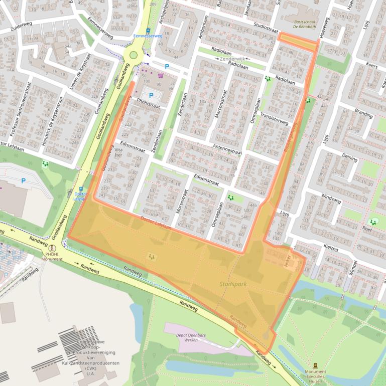 Kaart van postcodegebied 1276GZ.