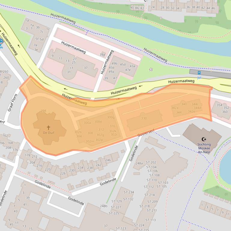 Kaart van postcodegebied 1276LJ.