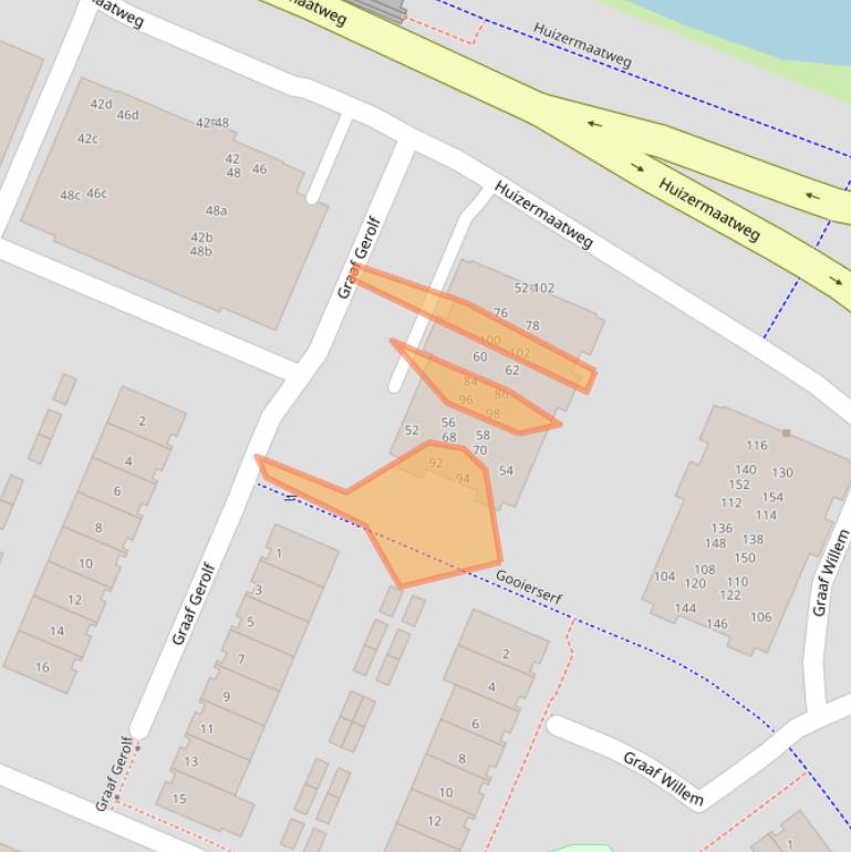 Kaart van postcodegebied 1276MB.