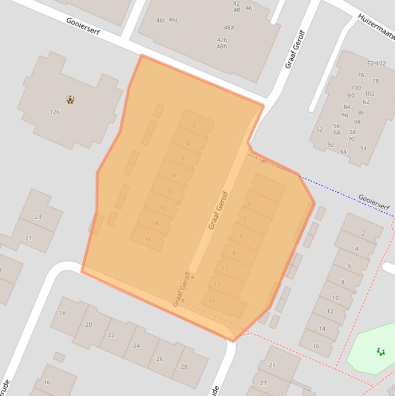 Kaart van postcodegebied 1276ML.