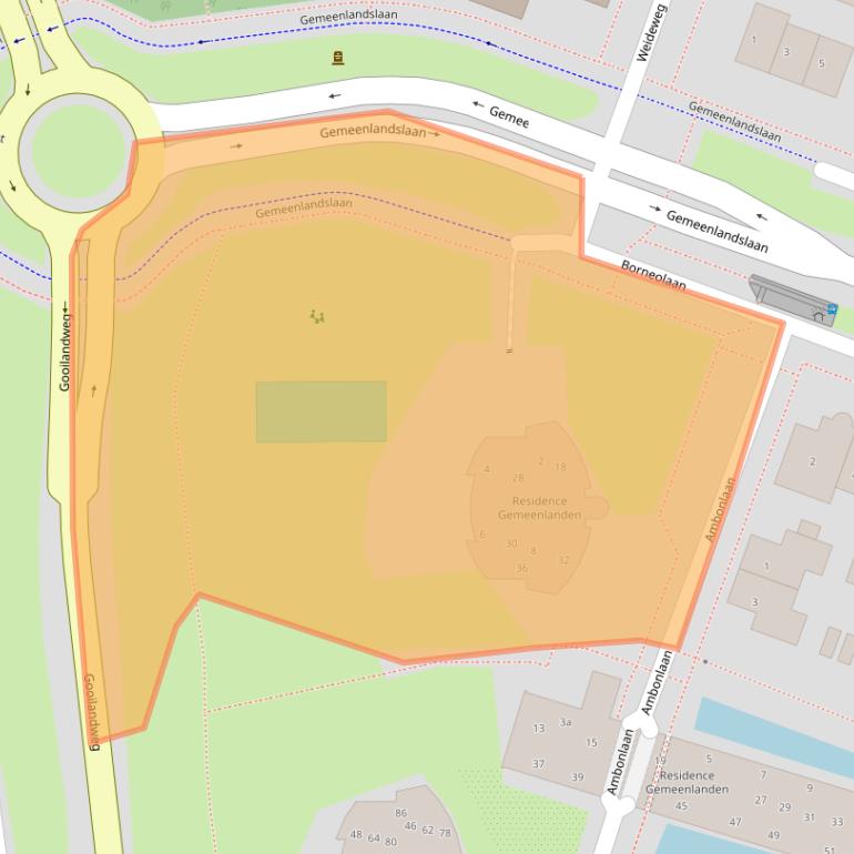 Kaart van postcodegebied 1276NH.