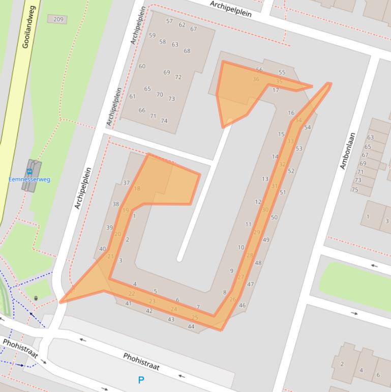 Kaart van postcodegebied 1276NV.