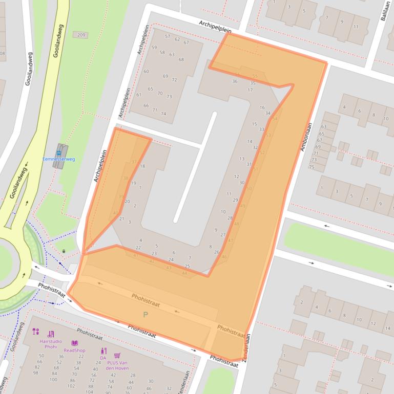 Kaart van postcodegebied 1276NW.