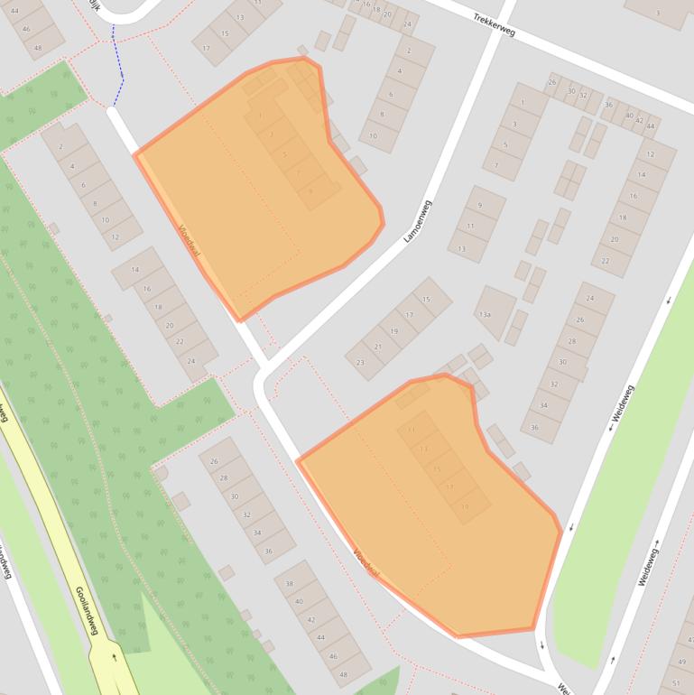 Kaart van postcodegebied 1276XL.