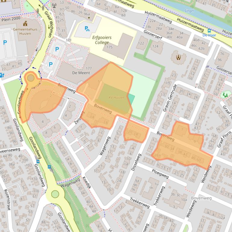Kaart van postcodegebied 1276XZ.
