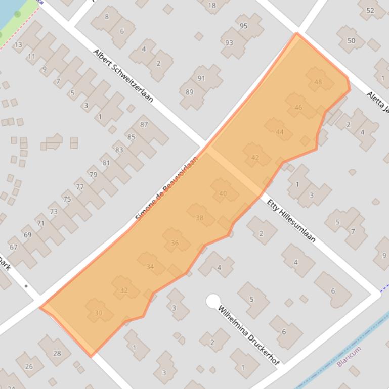 Kaart van postcodegebied 1277BJ.