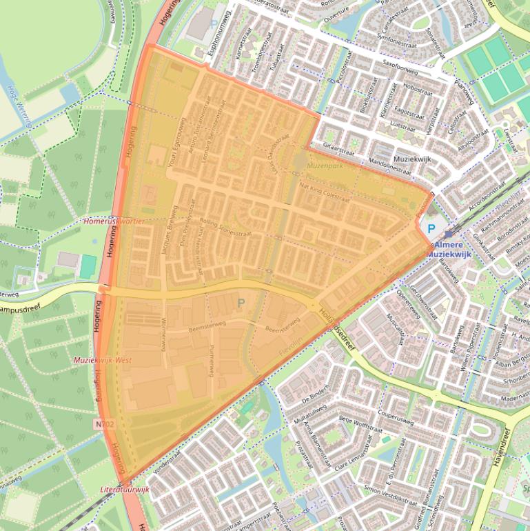 Kaart van postcodegebied 1311.