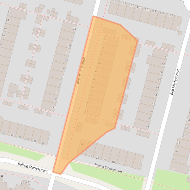 Kaart van postcodegebied 1311JA.