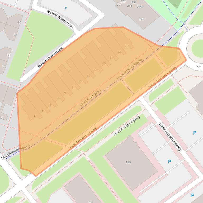 Kaart van postcodegebied 1311RJ.