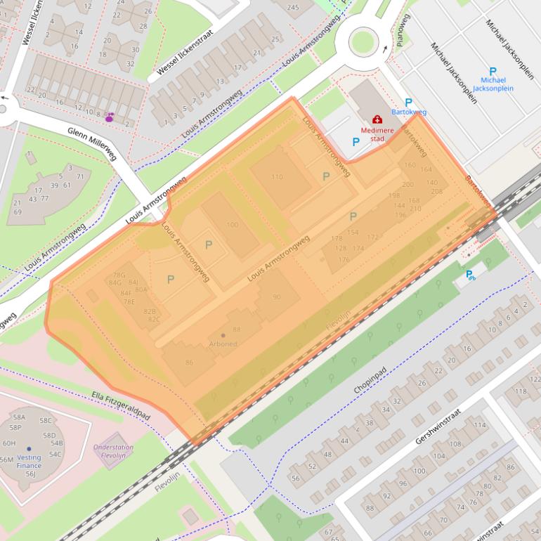 Kaart van postcodegebied 1311RL.