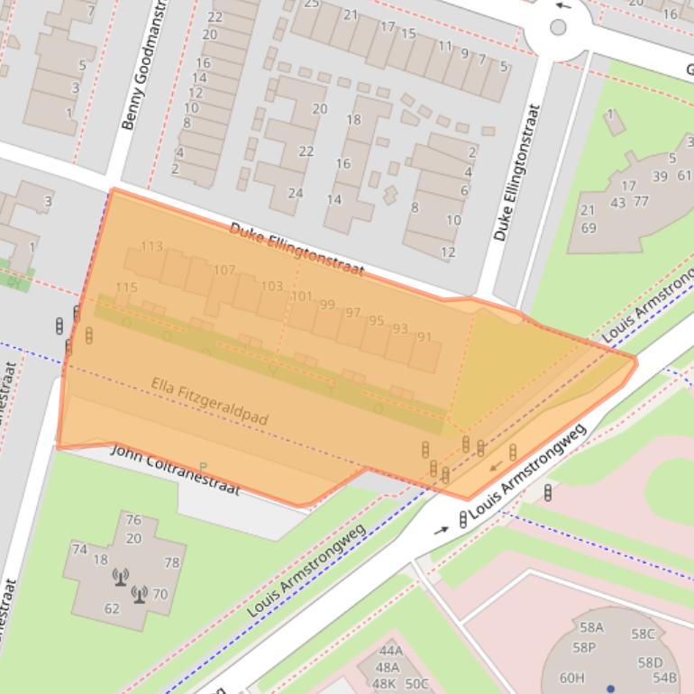 Kaart van postcodegebied 1311SC.