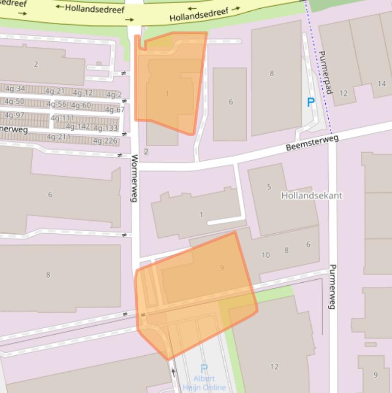 Kaart van postcodegebied 1311XA.