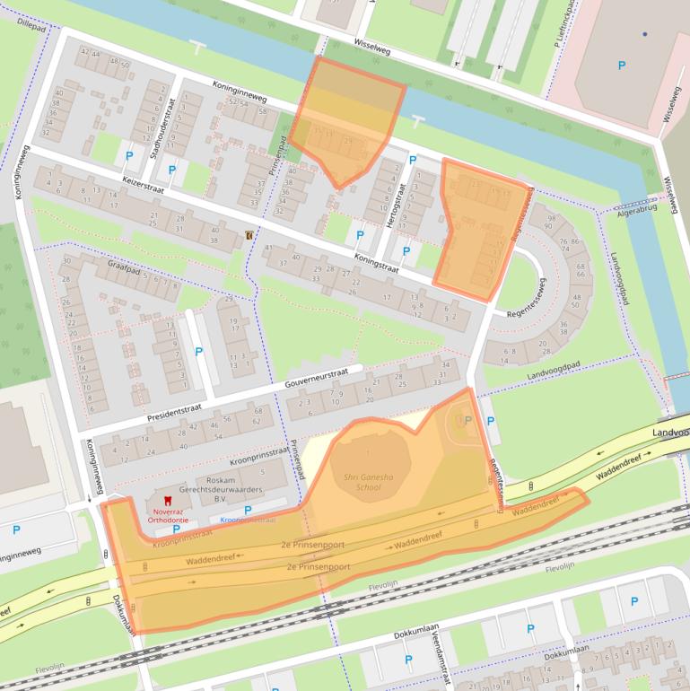 Kaart van postcodegebied 1312AA.