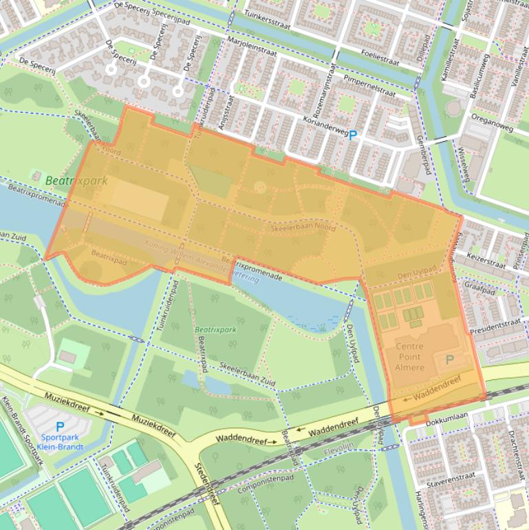 Kaart van postcodegebied 1312AW.