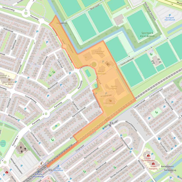 Kaart van postcodegebied 1312JZ.